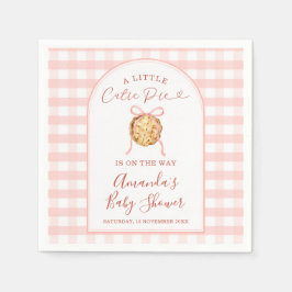 Cutie Pie Pastel Pink Bow Gingham Fall Baby Shower スタンダードカクテルナプキン