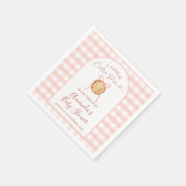 Cutie Pie Pastel Pink Bow Gingham Fall Baby Shower スタンダードカクテルナプキン (角)