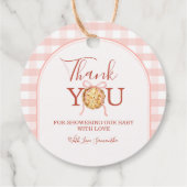 Cutie Pie Pastel Pink Bow Gingham Fall Baby Shower フェイバータグ (裏面)