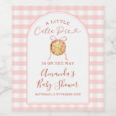 Cutie Pie Pastel Pink Bow Gingham Fall Baby Shower ワインラベル (シングルラベル)