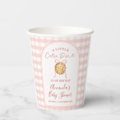Cutie Pie Pastel Pink Bow Gingham Fall Baby Shower 紙コップ (裏面)