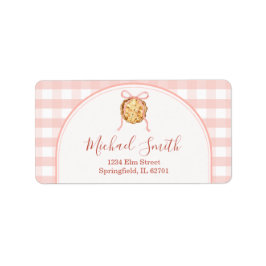 Cutie Pie Pastel Pink Gingham Baby Shower Address ラベル
