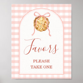 Cutie Pie Pastel Pink Gingham Baby Shower Favors ポスター