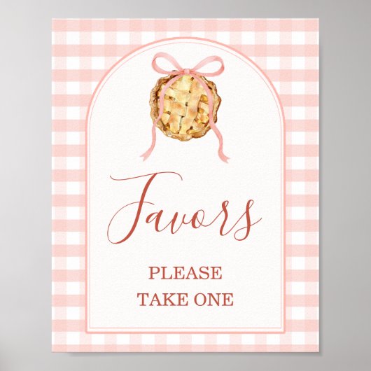 Cutie Pie Pastel Pink Gingham Baby Shower Favors ポスター (正面)