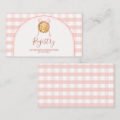 Cutie Pie Pastel Pink Gingham Baby Shower Registry エンクロージャーカード (正面/裏面)