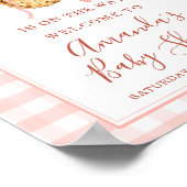 Cutie Pie Pastel Pink Gingham Baby Shower Welcome ポスター (角)