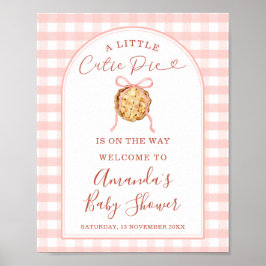 Cutie Pie Pastel Pink Gingham Baby Shower Welcome ポスター