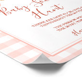 Cutie Pie Pastel Pink Gingham Fall Baby Sock Hunt ポスター (角)