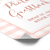 Cutie Pie Pastel Pink Gingham Fall Photo Guestbook ポスター (角)