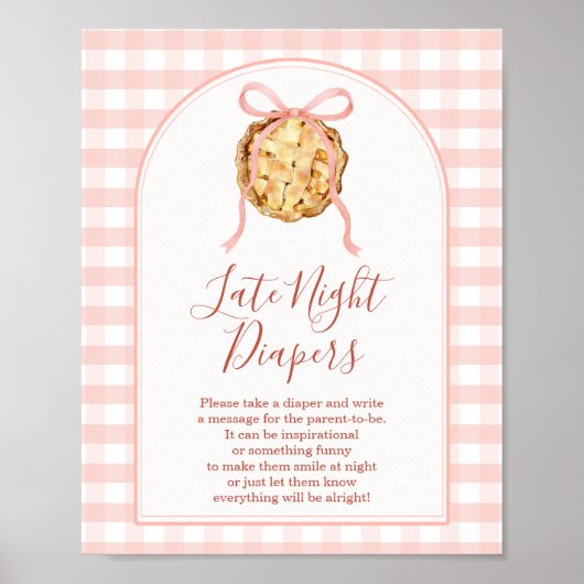 Cutie Pie Pastel Pink Gingham Late Night Diapers ポスター (正面)