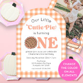 Cutie Pie Pumpkin 1st Birthday Photo Invitation 招待状