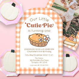 Cutie Pie Pumpkin Birthday Photo Invitation 招待状