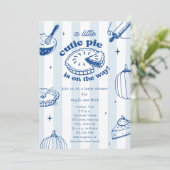 Cutie Pie Pumpkin Fall Boy Blue Baby Shower 招待状 (スタンド正面)