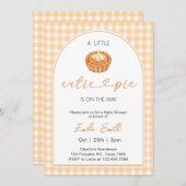  Cutie Pie Pumpkin Fall Gingham Baby Shower 招待状 (正面/裏面)