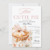 Cutie Pie Pumpkin Floral Bow Baby Shower 招待状 (正面)