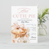 Cutie Pie Pumpkin Floral Bow Baby Shower 招待状 (スタンド正面)