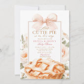 Cutie Pie Pumpkin Floral Bow Baby Shower 招待状 (正面)