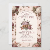 Cutie Pie Pumpkin Floral Bow Baby Shower 招待状 (正面)