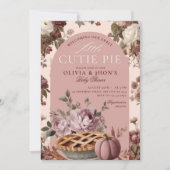Cutie Pie Pumpkin Floral Bow Baby Shower 招待状 (正面)