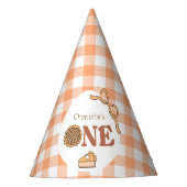 Cutie Pie Pumpkin Gingham Birthday パーティーハット (正面)