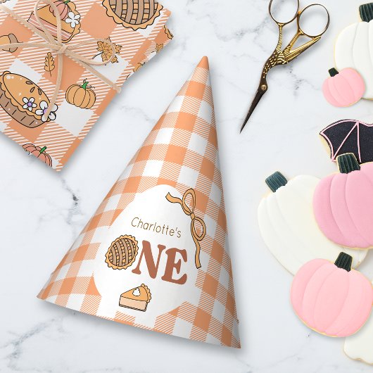 Cutie Pie Pumpkin Gingham Birthday パーティーハット