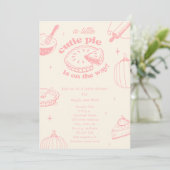 Cutie Pie Pumpkin Pink Girl Baby Shower 招待状 (スタンド正面)