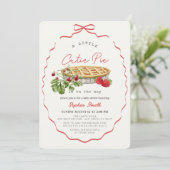 Cutie Pie Strawberries Red Bow Girl Baby Shower 招待状 (スタンド正面)