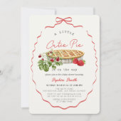 Cutie Pie Strawberries Red Bow Girl Baby Shower 招待状 (正面)