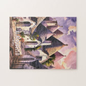 Cutom Alberobello Trulli Houses Italy Watercolor ジグソーパズル (横)