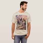 Cutom Alberobello Trulli Houses Italy Watercolor Tシャツ (正面フル)