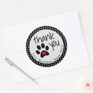 Cutom Black Dog Paw Print Thank Stickers ラウンドシール