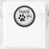 Cutom Black Dog Paw Print Thank Stickers ラウンドシール (バッグ)