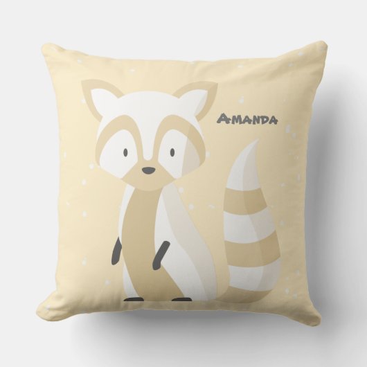 Cutom name baby girl pastel squirrel子供部屋ピンク クッション (正面)