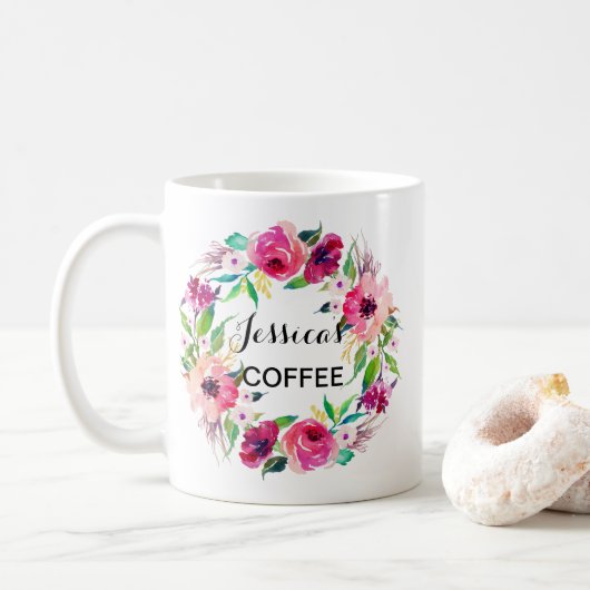 Cutom Name Mug、Name パーソナライズされた Mug、フローラ-2 コーヒーマグカップ (ドーナツ)