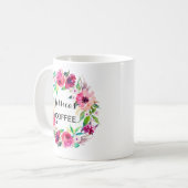 Cutom Name Mug、Name パーソナライズされた Mug、フローラ-2 コーヒーマグカップ (正面左)