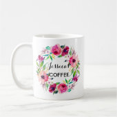 Cutom Name Mug、Name パーソナライズされた Mug、フローラ-2 コーヒーマグカップ (左)