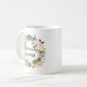 Cutom Name Mug、Name パーソナライズされた Mug、フローラ-4 コーヒーマグカップ (正面左)