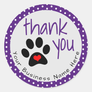 Cutom Purple Dog Paw Print Thank You Stickers ラウンドシール