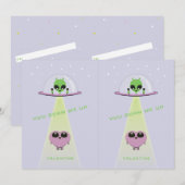 Cuttable UFO Kids Valentine Cards | Purple サンキューカード (正面/裏面)