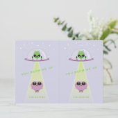Cuttable UFO Kids Valentine Cards | Purple サンキューカード (スタンド正面)