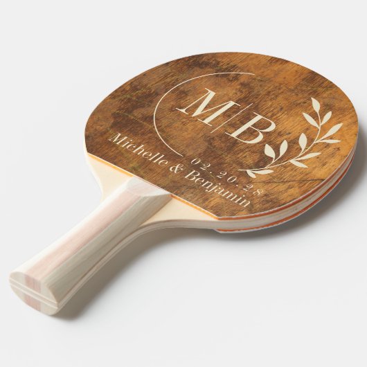 Cutting Block Leaf Wedding Monogram 卓球ラケット (正面アングル)