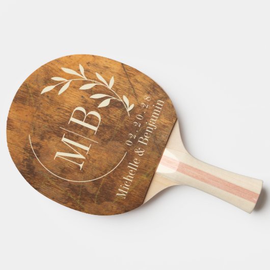 Cutting Block Leaf Wedding Monogram 卓球ラケット (横)