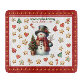 Cutting Board Square Snowman and Christmas Cookies カッティングボード