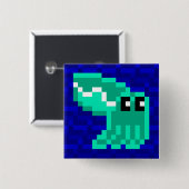 CuttleのスカットルLulu緑のCuttlefishのバッジ 缶バッジ (正面&裏面)