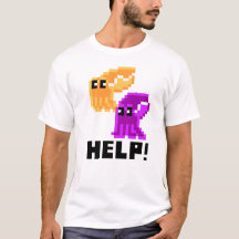 Cuttlefishの危険「助け!」 ピクセル芸術メンズTシャツ