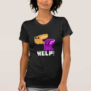 Cuttlefishの危険「助け!」 ピクセル芸術レディースTシャツ Tシャツ
