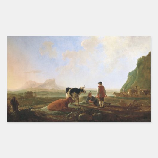 Cuyp's Herdsmenスタンプ 長方形シール (正面)