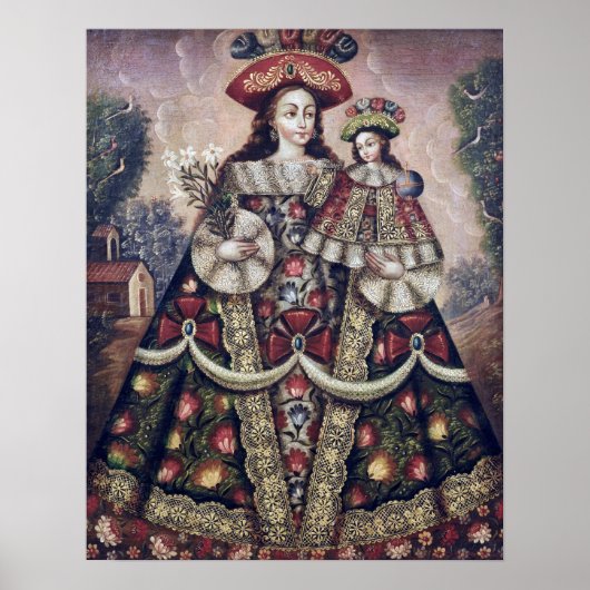 Cuzco School，ペルー巡礼者のヴァージン ポスター (正面)