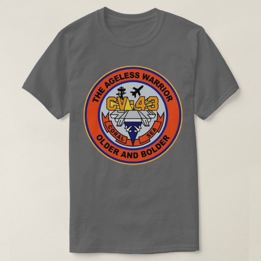 CV43 USS Coral Sea古い米国海軍はっきりしたエアクララ Tシャツ (デザイン正面)
