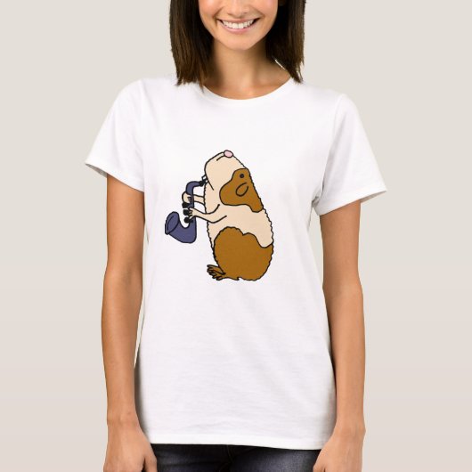 CV-サクソフォーンを演奏しているモルモット Tシャツ (正面)